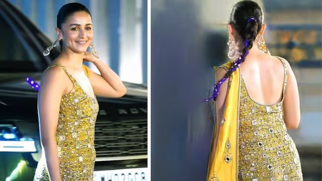 Alia Bhatt Stuns in Punjabi-Style Ensemble at Aadar Jain and Alekha Advani’s Mehendi Ceremony