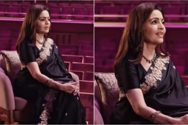 Nita Ambani Exudes Grace And Elegance In A Black Silk Saree Adorned With Floral Embroidery