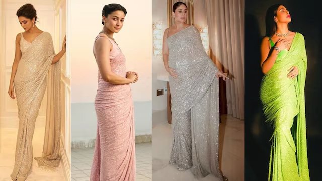 Sequin Saree Face-Off: Alia Bhatt, Deepika Padukone, and Kareena Kapoor Shine in Sabyasachi Outfit