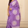 Fancy Cotton Saree With Blouse(Purple Colour)
