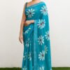 Fancy Cotton Saree With Blouse(Sky Blue Colour)
