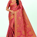 1Gram Gold Saree With Blouse(Orange Colour)