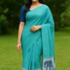 80's Count Chettinad Cotton Saree Without Blouse(Sky Blue Colour)