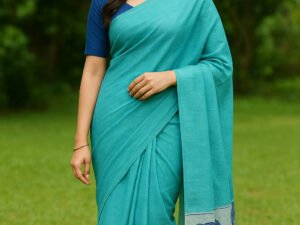 Home 80's Count Chettinad Cotton Saree Without Blouse(Sky Blue Colour)