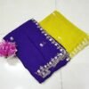 Crunch Saree with Designer Blouse(Ink Blue Colour)