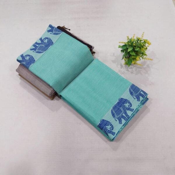 80's Count Chettinad Cotton Saree Without Blouse(Sky Blue Colour)