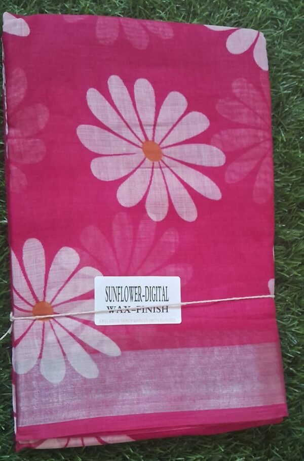 Fancy Cotton Saree With Blouse(Dark Pink Colour)