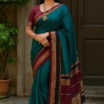 80/s Count Chettinad Cotton Saree Without Blouse(Peacock Blue Colour )