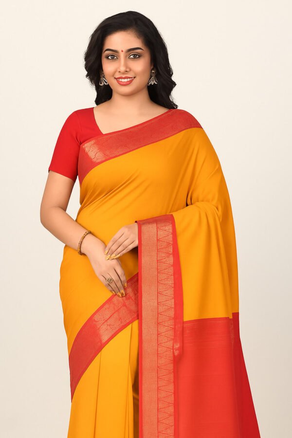 80's Count Chettinad Cotton saree Without Blouse(Yellow Colour)