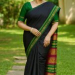 80's Count Chettinad Cotton Saree Without Blouse(Black Colour)
