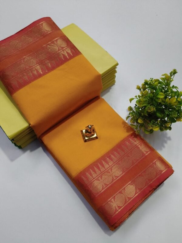 80's Count Chettinad Cotton saree Without Blouse(Yellow Colour)