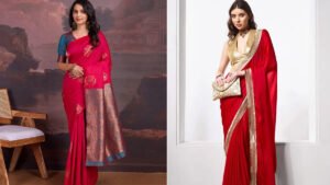 6 Designs of Contrasting Blouses to Wear With Red Sarees