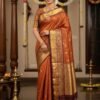 Semi Kanchi Silk Saree(Orange Colour)