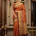 Semi Kanchi Silk Saree(Orange Colour)