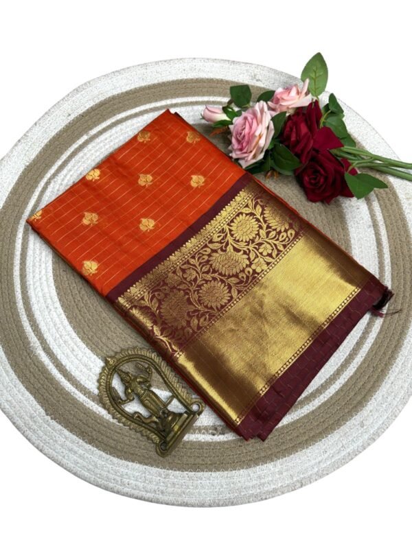 Semi Kanchi Silk Saree(Orange Colour)