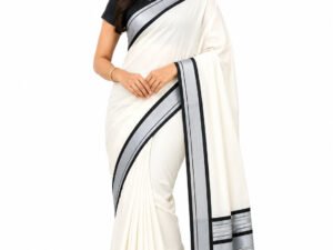 Home Kerala Cotton Saree with Silver Colour Border