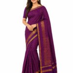 Kalyani Cotton Checked Saree (Purple Colour)