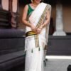 Kerala Cotton Saree with Green Colour Border