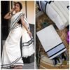 Kerala Cotton Saree with Silver Colour Border