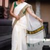 Kerala Cotton Saree with Green Colour Border