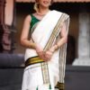Kerala Cotton Saree with Green Colour Border