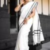 Kerala Cotton Saree with Silver Colour Border