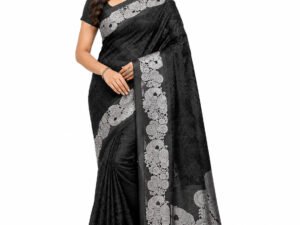 3D Embossed Karizma Silk Saree(Black Colour)