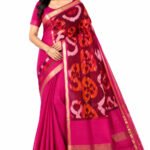 Pochampally Cotton Saree With Blouse(Pink Colour)
