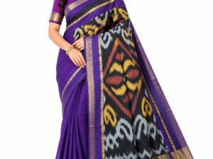 Pochampally Cotton Saree With Blouse(Purple Colour)
