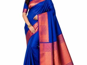 3D Embossed Karizma Silk Saree(Blue Colour)