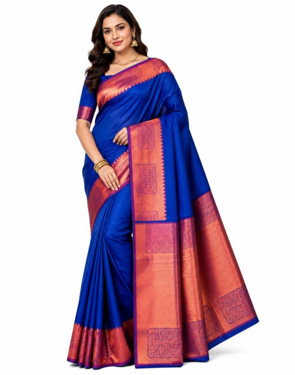 3D Embossed Karizma Silk Saree(Blue Colour)