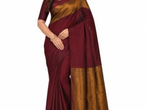 Home Nayanthara Inspired Khadi Saree with Blouse (Brown Colour)