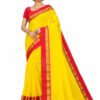 Korvai Silk Monika Cotton Saree with Contrast Blouse (Mango Yellow Colour)