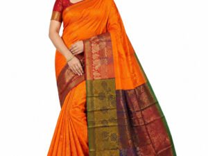 3D Embossed Karizma Silk Saree(Orange Colour)