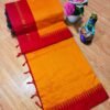 Kalyani cotton saree with contrast blouse(Mango Yellow Colour)