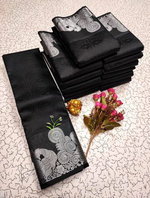 3D Embossed Karizma Silk Saree(Black Colour)