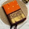Banarasi Semi Katan Semi Silk Saree with Brocade Blouse (Orange Colour)