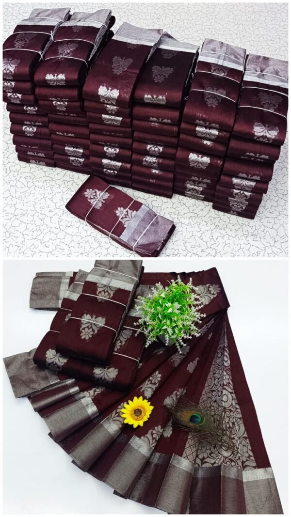 Fancy Monica Silk Cotton With Blouse(Maroon Colour)